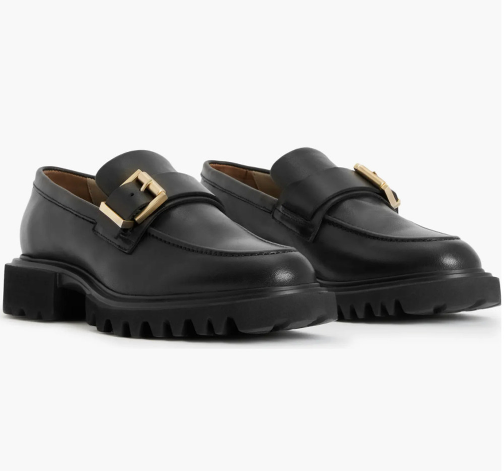 ALLSAINTS Emily Chunky Platform Loafers Goth Grunge Punk Black Leather US 8